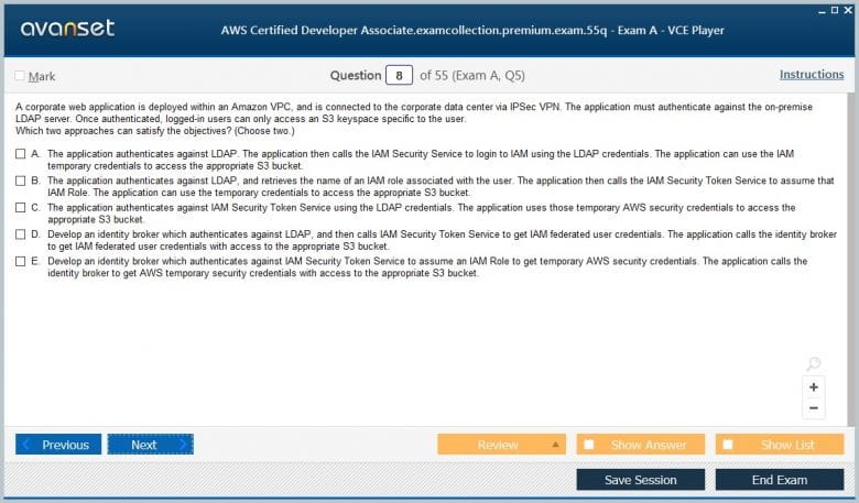 AWS Certified Developer Associate Premium VCE Screenshot #2